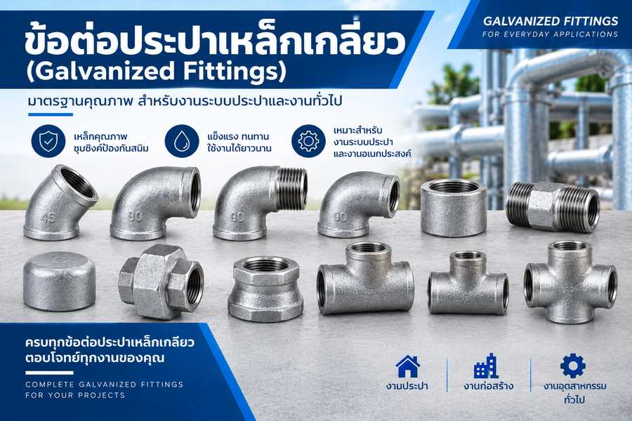 ข้อต่อประปาเหล็กเกลียว Galvanized Fittings